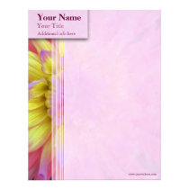 Pink and Yellow Dahlia Custom Letterhead
