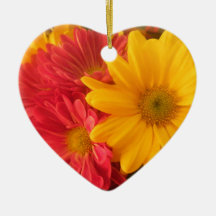 Pink and Yellow Daisies Christmas Ornaments