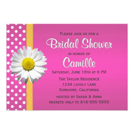 Pink and Yellow Daisy Bridal Shower Invitation