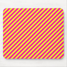 Pink and Yellow Diagonal Stripes Mouse Pad