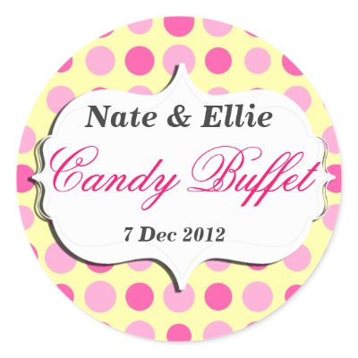 Pink and yellow dotty Candy Buffet Sticker