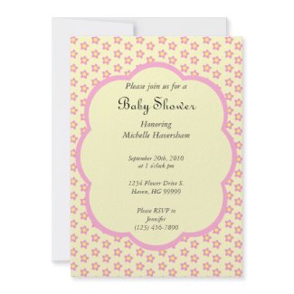 Pink and Yellow Flowers Baby Shower Invitation invitation