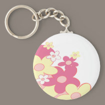 Pink and yellow flowers keychain keychains