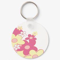Pink and yellow flowers keychain