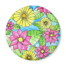 Pink and Yellow Flowers Magnets