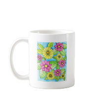 Pink and Yellow Flowers Coffee Mug