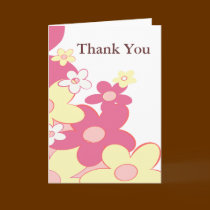 Pink and Yellow Flowers Thank You Card by Carennedy Pink and Yellow Flowers Thank You Card