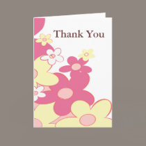 Pink  and Yellow Flowers Thank You Card