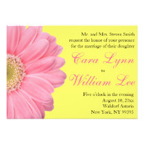 Pink and Yellow Gerber Daisy Wedding Invitations