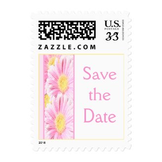 Pink and Yellow Gerbera Daisy Save the Date Postage