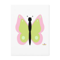 Pink And Yellow Green Butterfly postcards