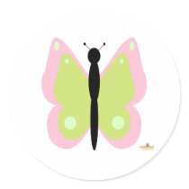Pink And Yellow Green Butterfly stickers