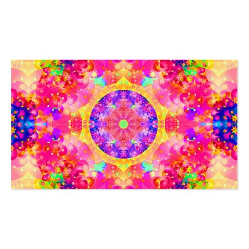 Pink and Yellow Kaleidoscope Fractal Business Card Template (back side)