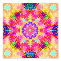 Pink and Yellow Kaleidoscope Fractal Photo Print