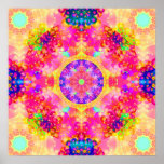 Pink and Yellow Kaleidoscope Fractal Posters