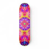 Pink and Yellow Kaleidoscope Fractal Custom Skate Board