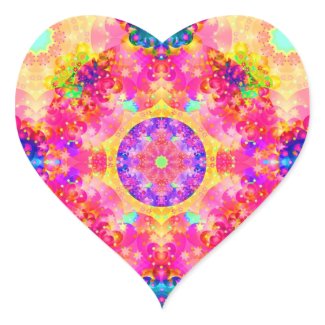 Pink and Yellow Kaleidoscope Fractal Stickers