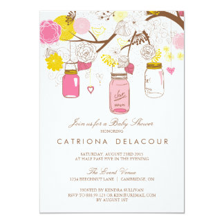 Pink And Yellow Baby Shower Invitations &amp; Announcements | Zazzle
