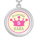 Pink and Yellow Monogram Princess Necklace necklace