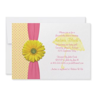 Pink and Yellow Polka Dots Baby Shower Invitation invitation