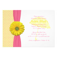 Pink and Yellow Polka Dots Baby Shower Invitation