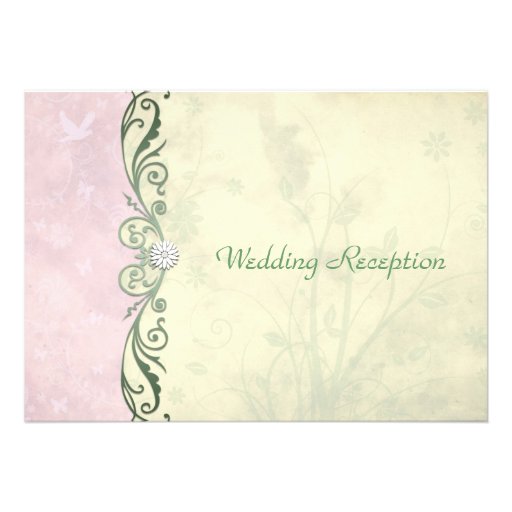 Pink and Yellow Spring Floral Wedding Reception Custom Invitations