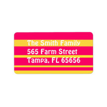 Pink and Yellow Stripes Address Labels
