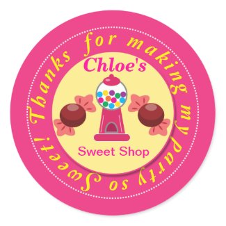 Pink and Yellow Whimsical Gumball Party Sticker sticker