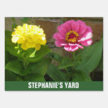 Pink and Yellow Zinnias Custom Sign