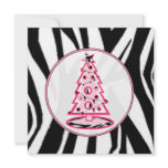 Pink And Zebra Print Christmas Tree Invitation