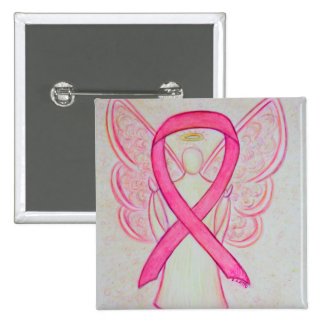 Pink Angel Awareness Ribbon Custom Art Pins