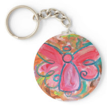 pink angel for fall leaves keychain
