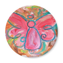 pink angel for fall leaves fridge magnet