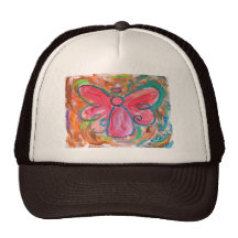 pink angel for fall leaves trucker hat