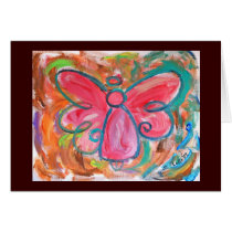 Pink Angel in Autmumn Leaves Card