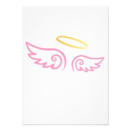 Pink Angel Wings with Halo Invitations
