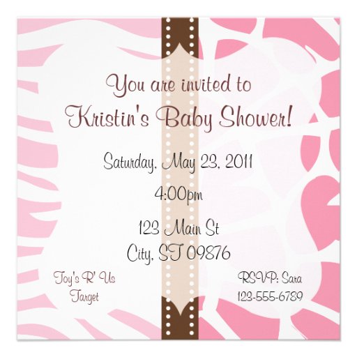 Pink Animal Print Custom Invitation