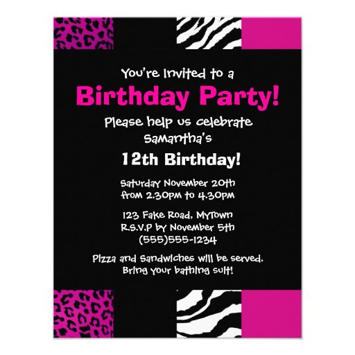 Pink Animal Print Party Invitation