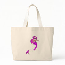 pink anime style mermaid tote bag