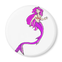 pink anime style mermaid magnets