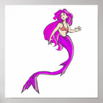 pink anime style mermaid poster