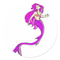 pink anime style mermaid stickers by doonidesigns pink anime style mermaid stickers