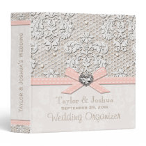 Pink Antique Lace and Pearls Wedding Organizer binders
