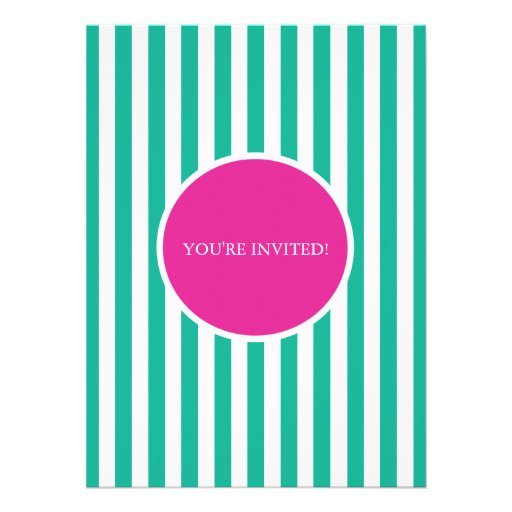 Pink & Aqua Bowling Party Birthday Invitation