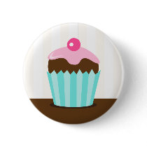Pink aqua cupcake girls birthday favor buttons