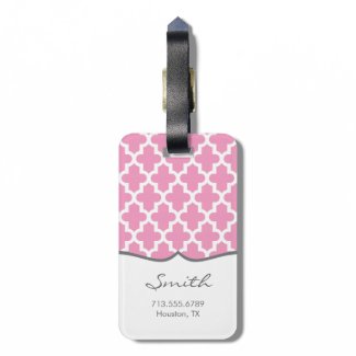 Pink & Aqua Modern Moroccan Custom Monogram Luggage Tags
