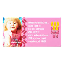 Pink Argyle Birthdy Photo Invitation Photo Cards