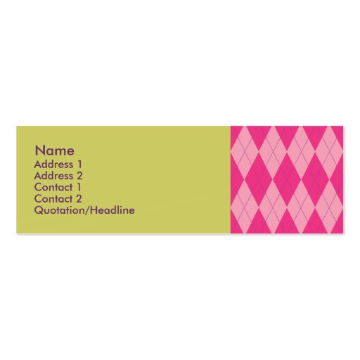 Pink Argyle Business Card Template (front side)