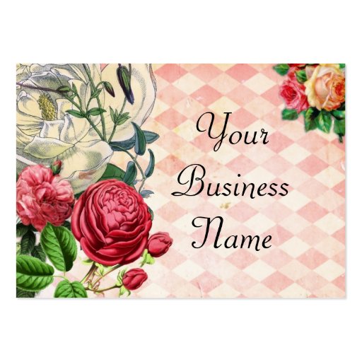 Pink Argyle Floral Business Card (front side)