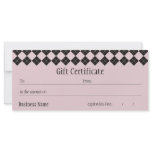 Pink Argyle Gift Certificate Rack Cards